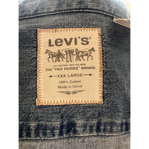 LEVIS Two Horse Brand Denim Jean Long Sleeve Button Up Mens XXXL 100% Cotton - Picture 5 of 9